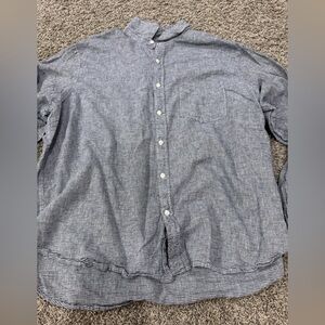 Old Navy Men's Black and White Striped Button Down Shirt